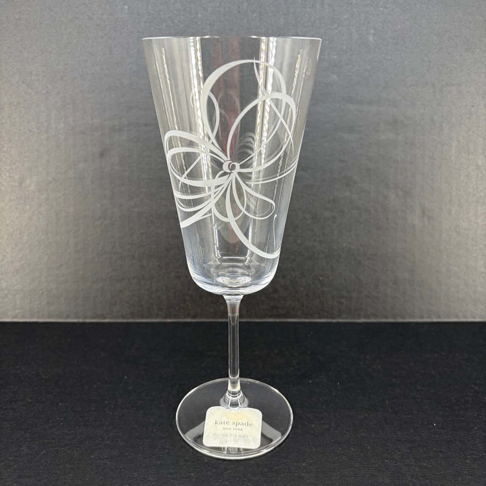 Kate Spade Belle Boulevard Iced Beverage Glasses Crystal Bow Aesthetic Lenox